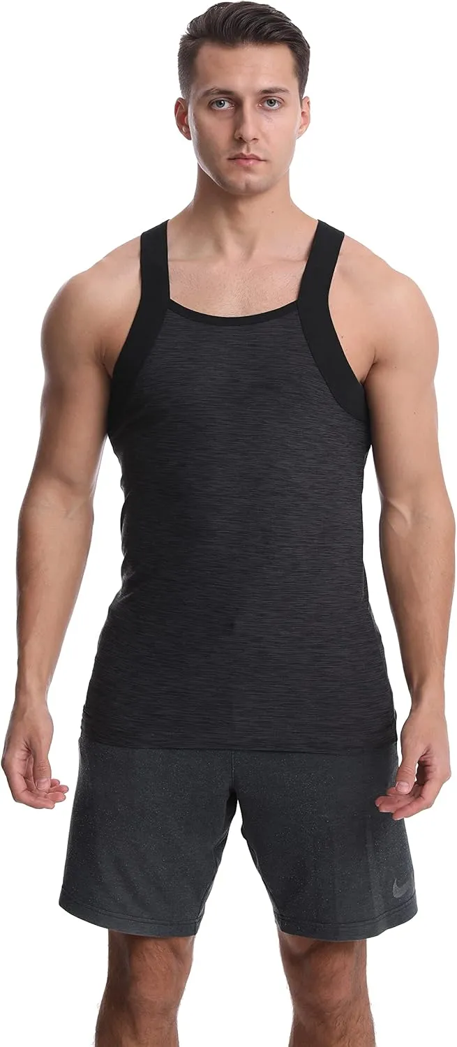 Different Touch Men's 3 Pack Dry Fit Square Cut Tank Tops