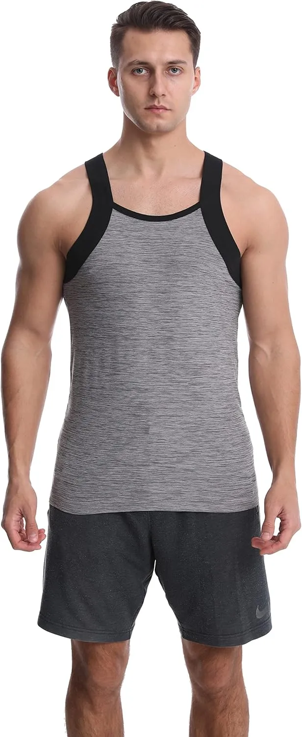 Different Touch Men's 3 Pack Dry Fit Square Cut Tank Tops