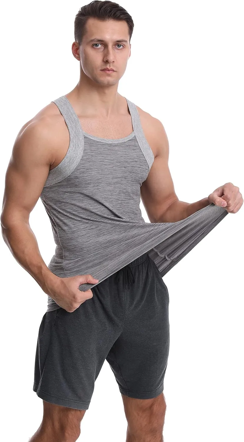 Different Touch Men's 3 Pack Dry Fit Square Cut Tank Tops