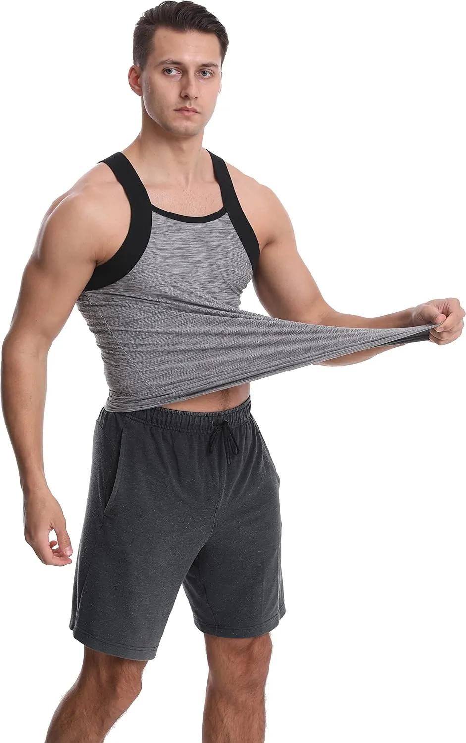 Different Touch Men's 3 Pack Dry Fit Square Cut Tank Tops