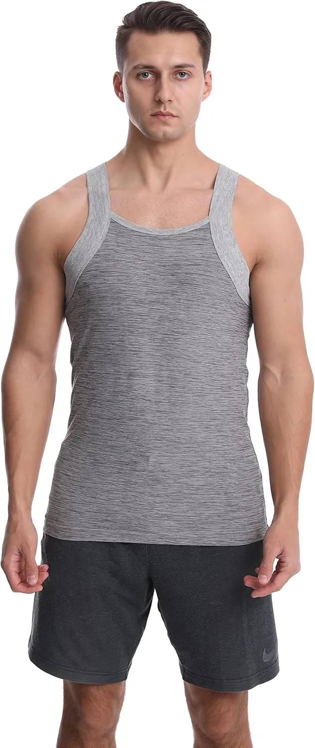 Different Touch Men's 3 Pack Dry Fit Square Cut Tank Tops