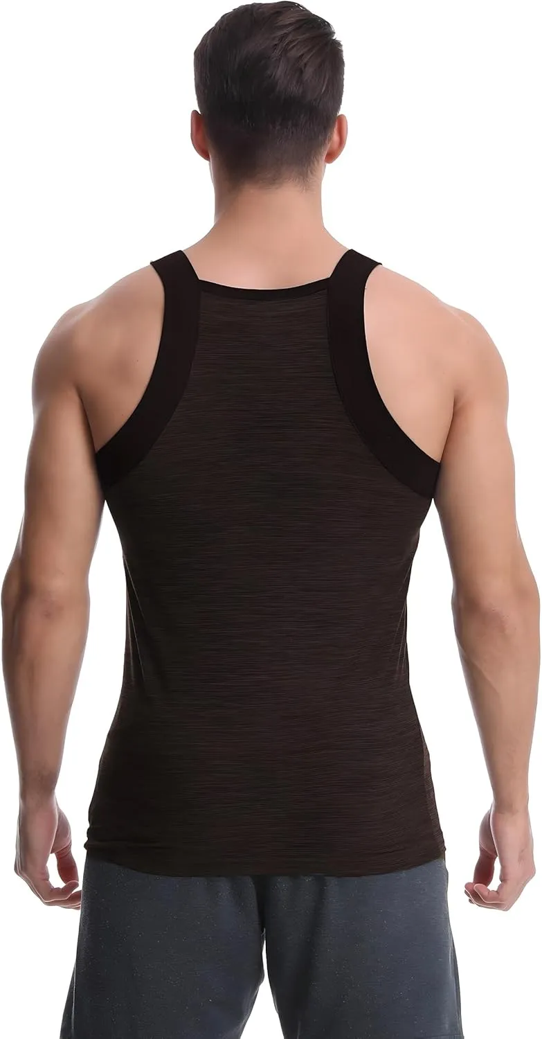 Different Touch Men's 3 Pack Dry Fit Square Cut Tank Tops