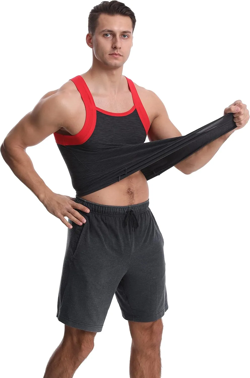 Different Touch Men's 3 Pack Dry Fit Square Cut Tank Tops