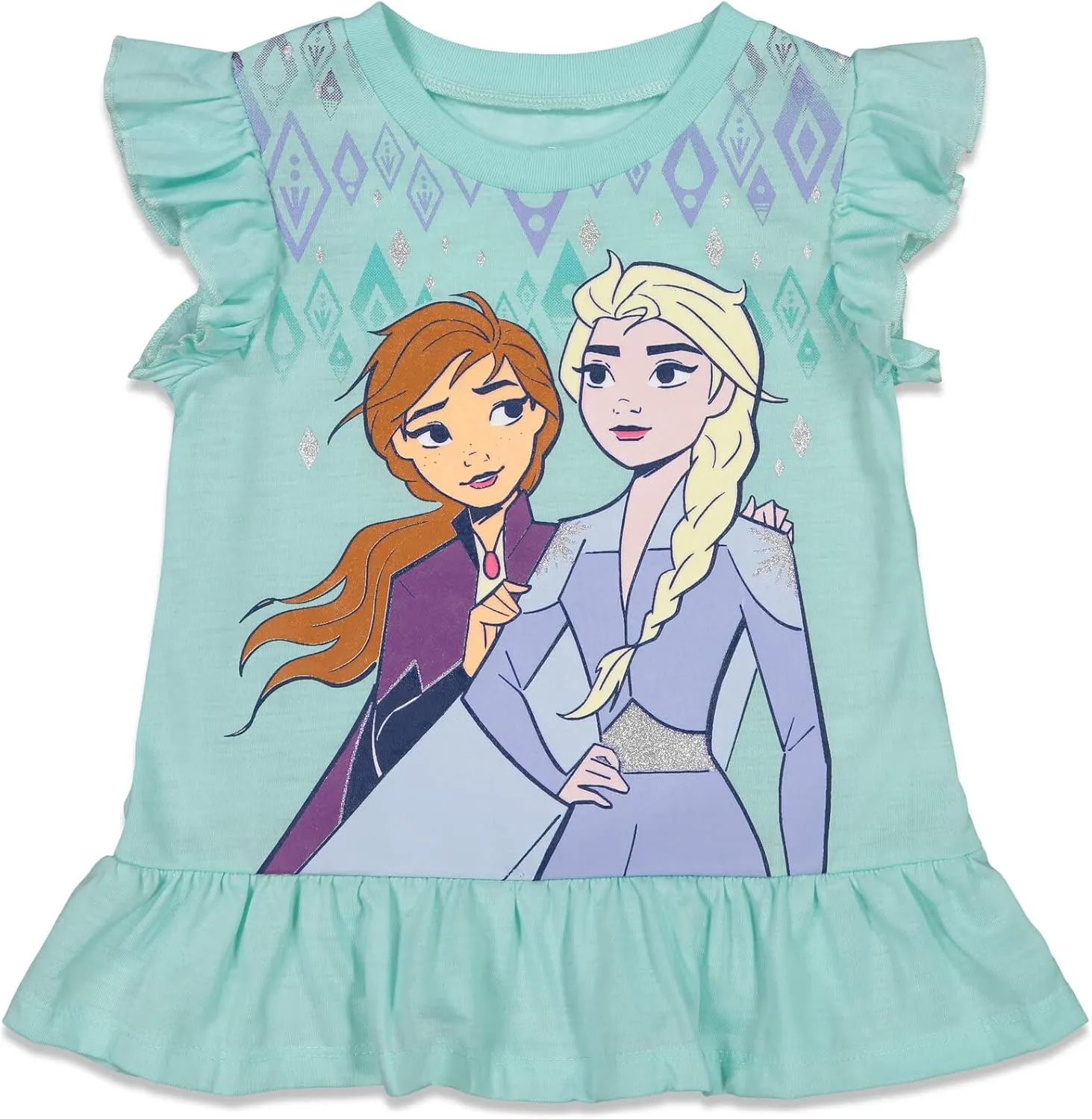 Disney Frozen Princess Anna Elsa Baby Girls T-Shirt and Shorts Outfit Set Infant to Little Kid