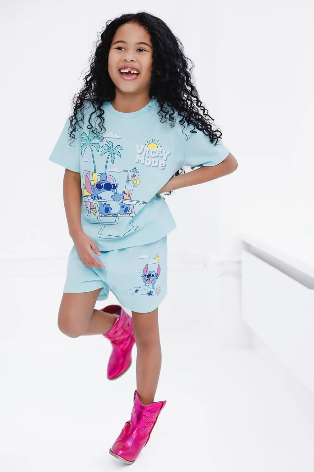 Disney Junior French Terry T-Shirt and Shorts Outfit Set Infant to Big Kid Sizes (12 Months - 14-16)