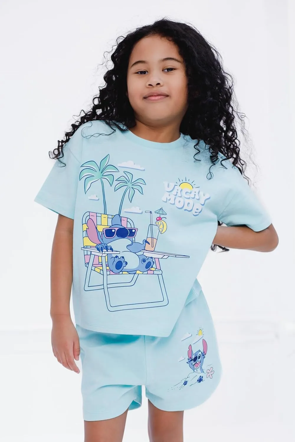 Disney Junior French Terry T-Shirt and Shorts Outfit Set Infant to Big Kid Sizes (12 Months - 14-16)