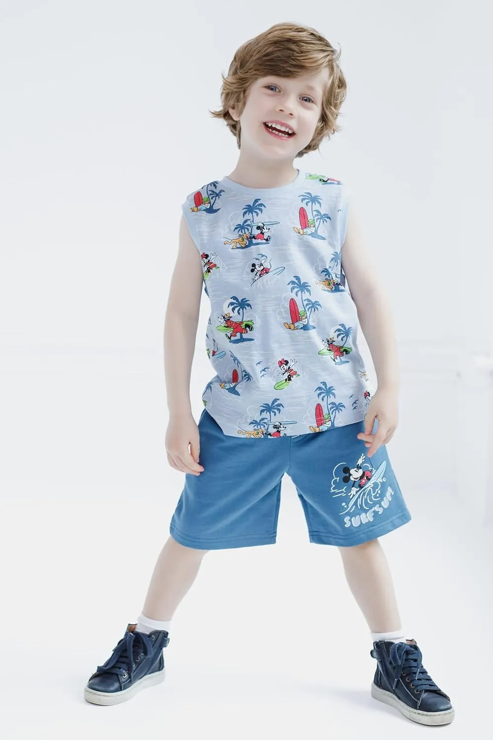 Disney Lion King Toy Story Mickey Mouse Cars T-Shirt Tank Top and French Terry Shorts 3 Piece Outfit Set Toddler to Big Kid