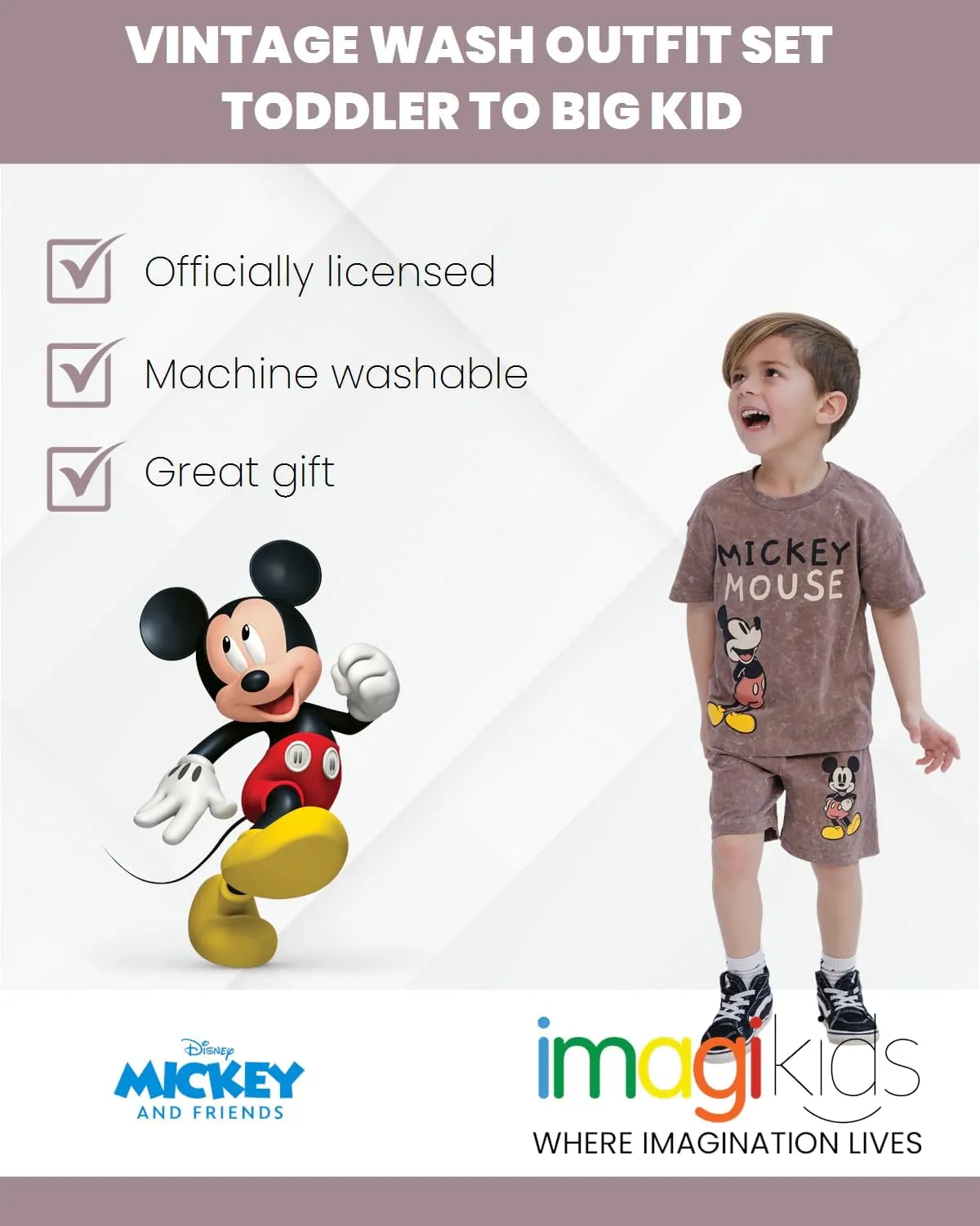 Disney Mickey Mouse Donald Duck Pluto T-Shirt and Shorts Outfit Set Toddler to Big Kid