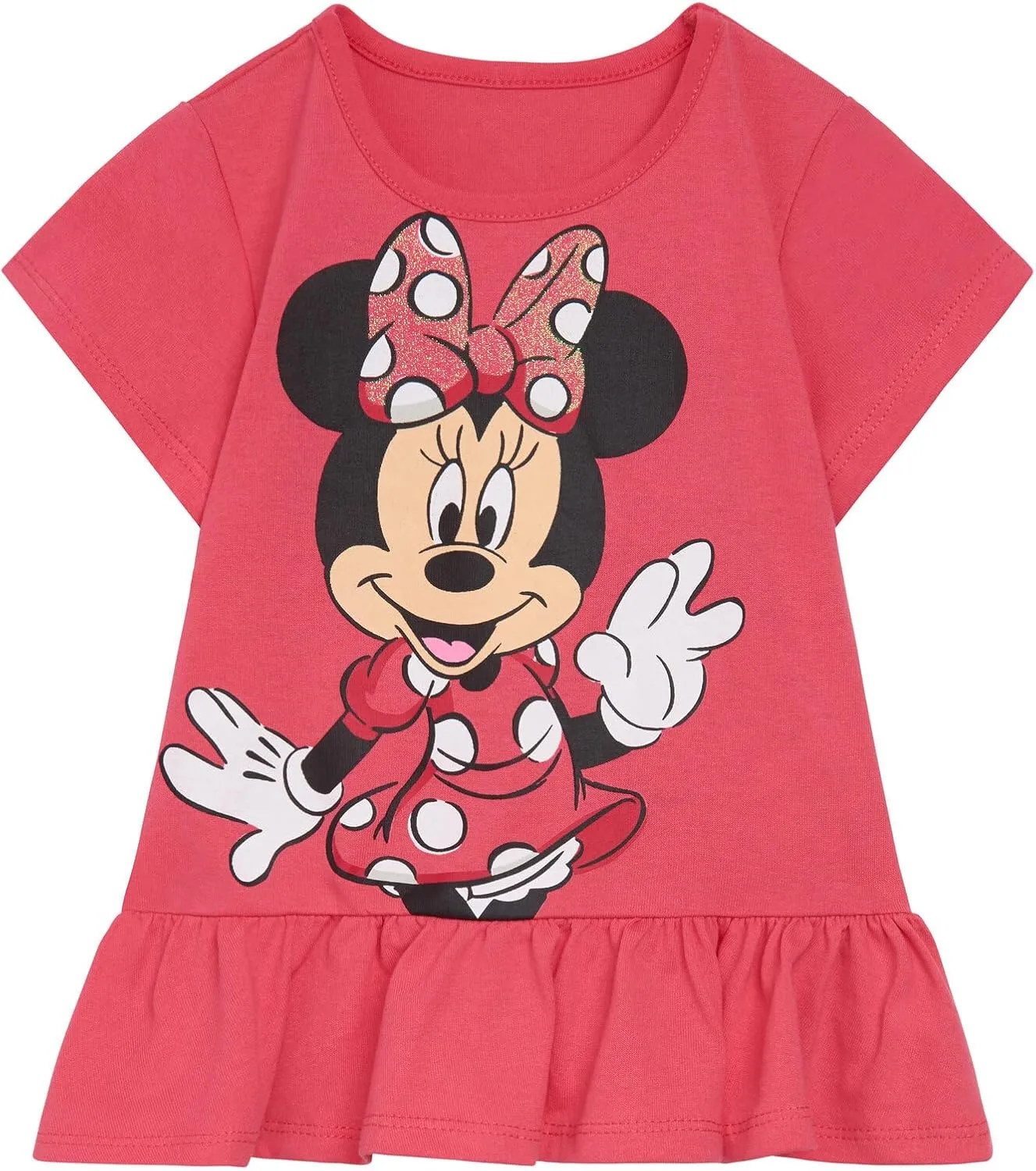 Disney Minnie Mouse Floral Peplum T-Shirt and Leggings Outfit Set Infant to Big Kid Sizes (12 Months - 14-16)