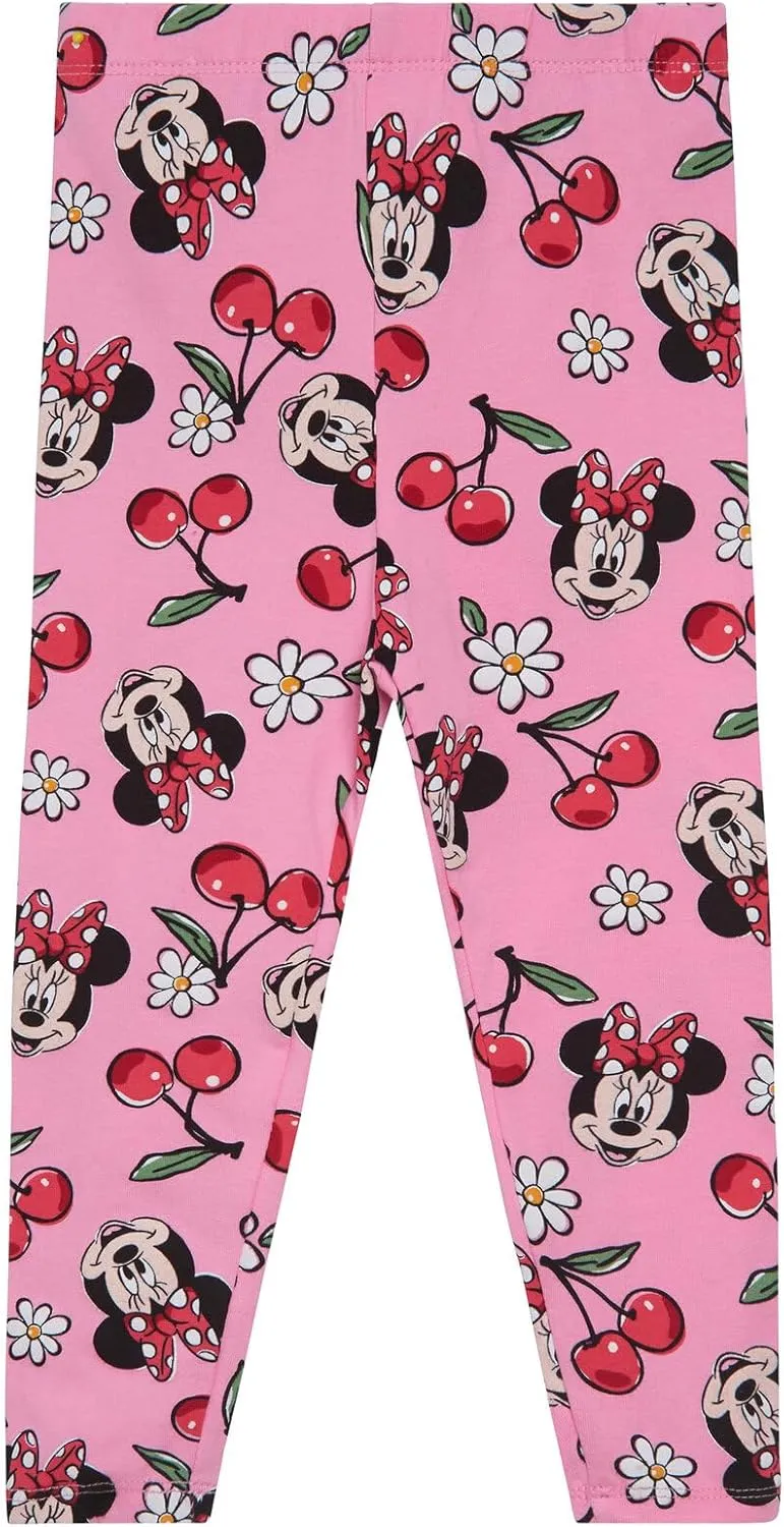 Disney Minnie Mouse Floral Peplum T-Shirt and Leggings Outfit Set Infant to Big Kid Sizes (12 Months - 14-16)