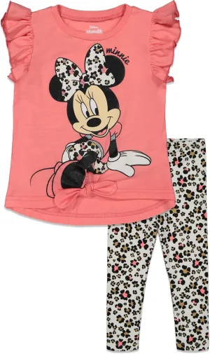 Disney Minnie Mouse T-Shirt and Leggings Outfit Set Infant to Big Kid Sizes (12 Months - 14-16)