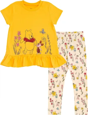 Disney Peplum T-Shirt and Leggings Outfit Set Newborn to Little Kid Sizes (0-3 Months - 7-8)
