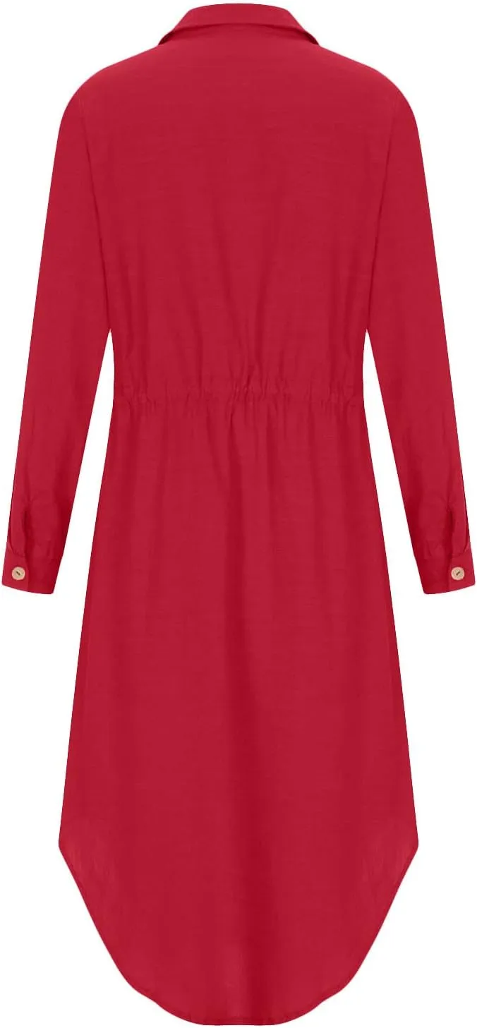 Dresses for Women Fall 2024 Plus Size Button Down Ankle Length Dresses Cotton Linen Empire Waist Maxi Long Dresses