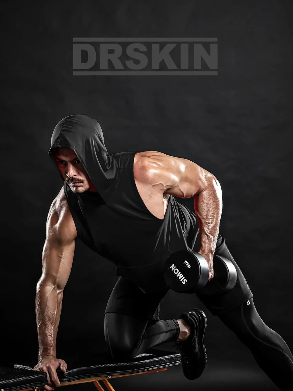DRSKIN 2 or 1 Pack Men's Hooded Tank Tops Bodybuilding Muscle Cut Off T Shirt Sleeveless Gym Training Hoodies Workout Dry