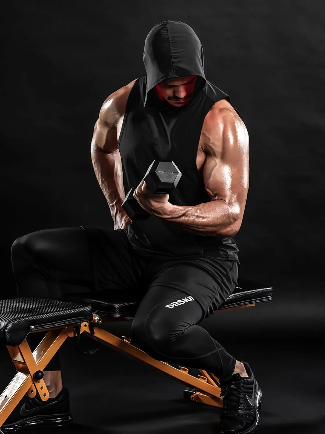 DRSKIN 2 or 1 Pack Men's Hooded Tank Tops Bodybuilding Muscle Cut Off T Shirt Sleeveless Gym Training Hoodies Workout Dry