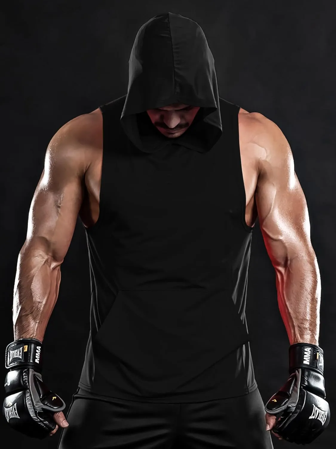 DRSKIN 2 or 1 Pack Men's Hooded Tank Tops Bodybuilding Muscle Cut Off T Shirt Sleeveless Gym Training Hoodies Workout Dry