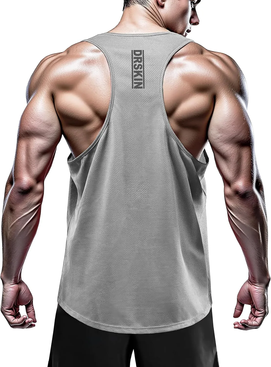 DRSKIN Men's 4, 3 or 1 Pack Tank Tops Sleeveless Shirts Y-Back Muscle Mesh Gym Training Athletic Workout Dry Fit