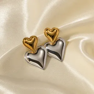 Dual Heart Drop Earrings