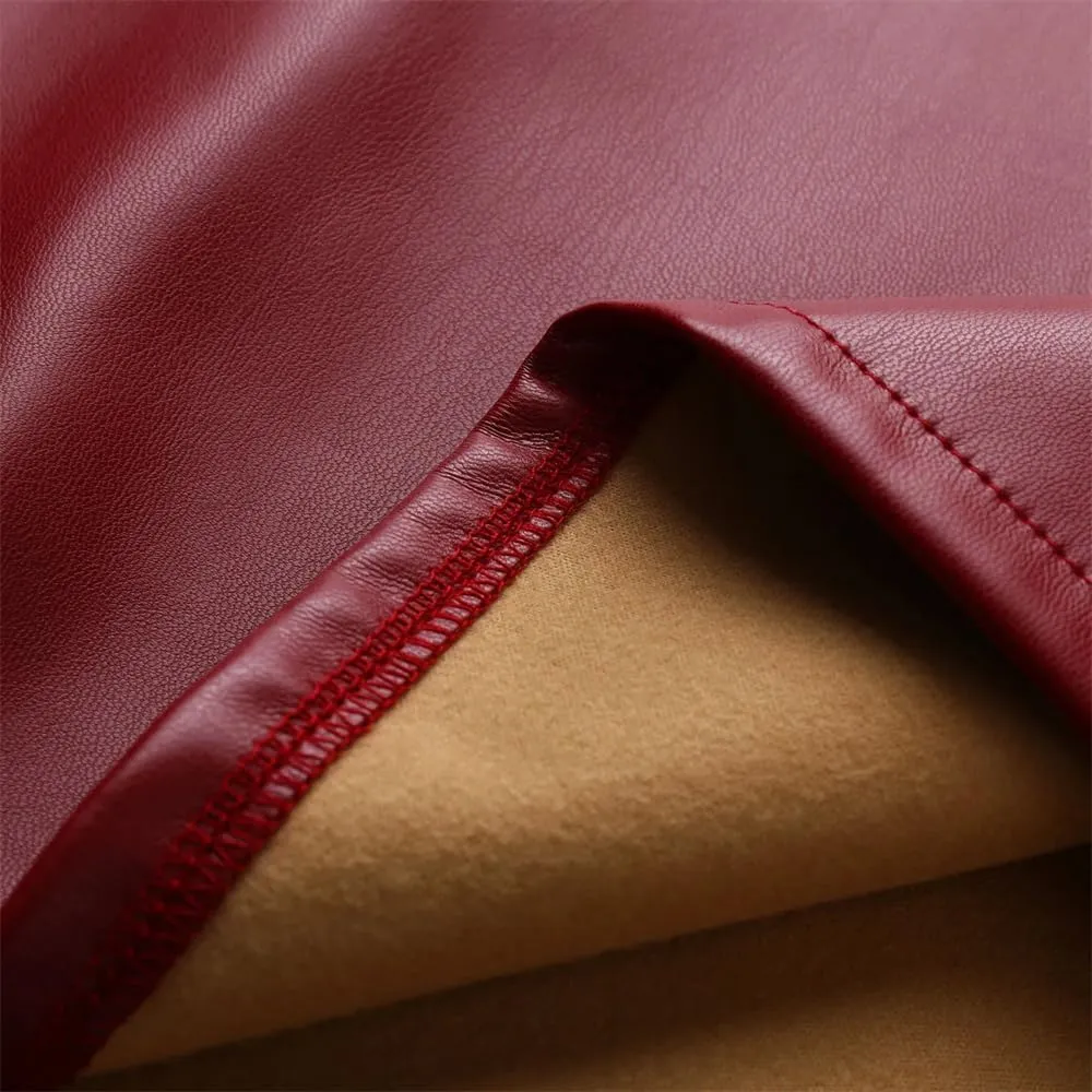 Dvbfufv Women PU Leather Midi Skirt Spring Summer Elegant Office Solid Skirt Lady Casual High Waist Zipper Pleated Skirt