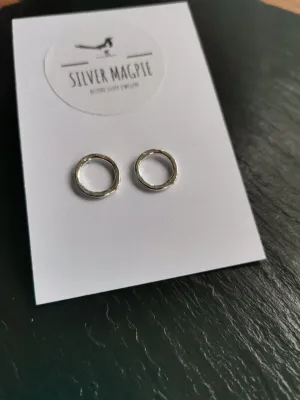Earrings - Delicate Thin Hammered Hoop Studs - Small