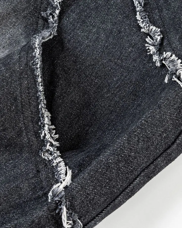 Edgy Torn Design Denim Jacket