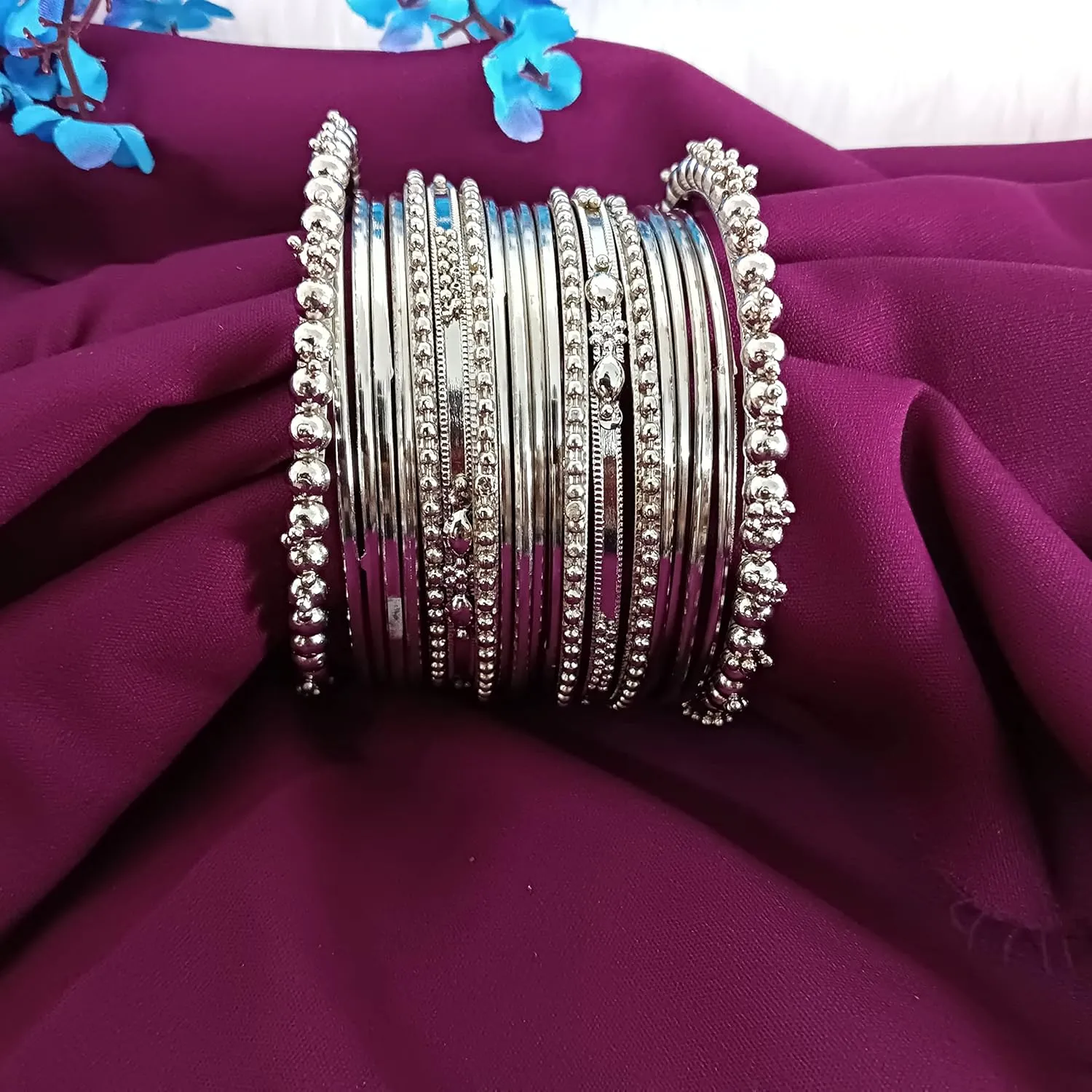 Efulgenz Oxidized Indian Bangles for Women Indian Oxidized Jewelry Boho Vintage Antique Tribal Indian Oxidized Bracelet Bangles Set Jewelry (20 Pcs)