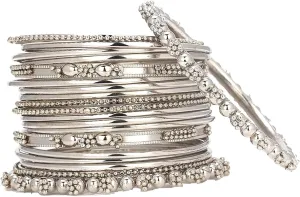 Efulgenz Oxidized Indian Bangles for Women Indian Oxidized Jewelry Boho Vintage Antique Tribal Indian Oxidized Bracelet Bangles Set Jewelry (20 Pcs)