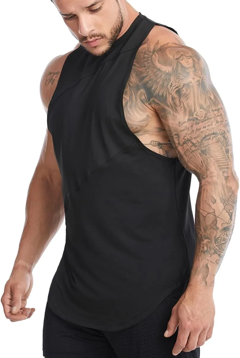 Elastic Workout Gym Muscle Sleeveless Shirts Athletic Lightweight Jogging Tank Tops for Men T74