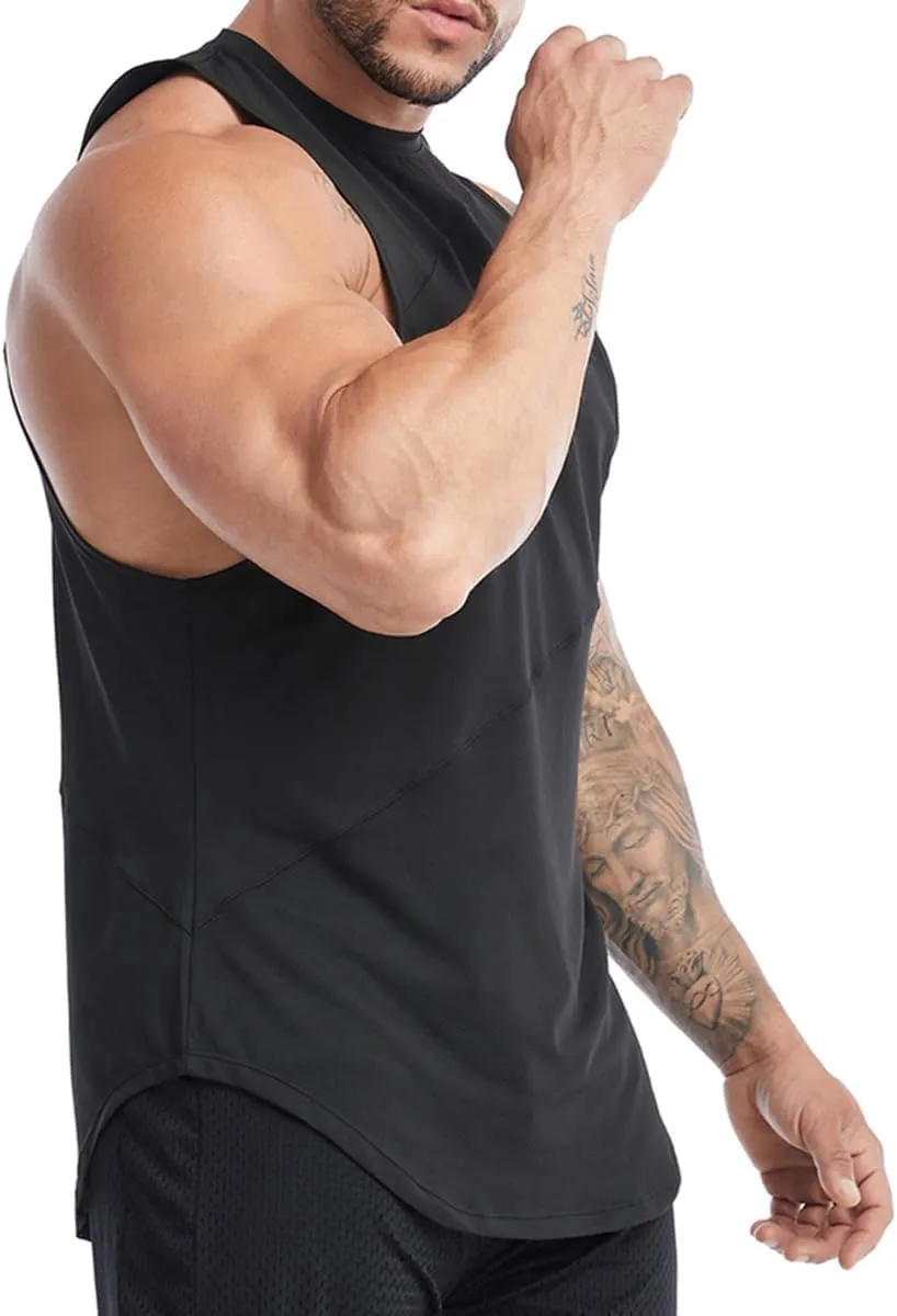 Elastic Workout Gym Muscle Sleeveless Shirts Athletic Lightweight Jogging Tank Tops for Men T74