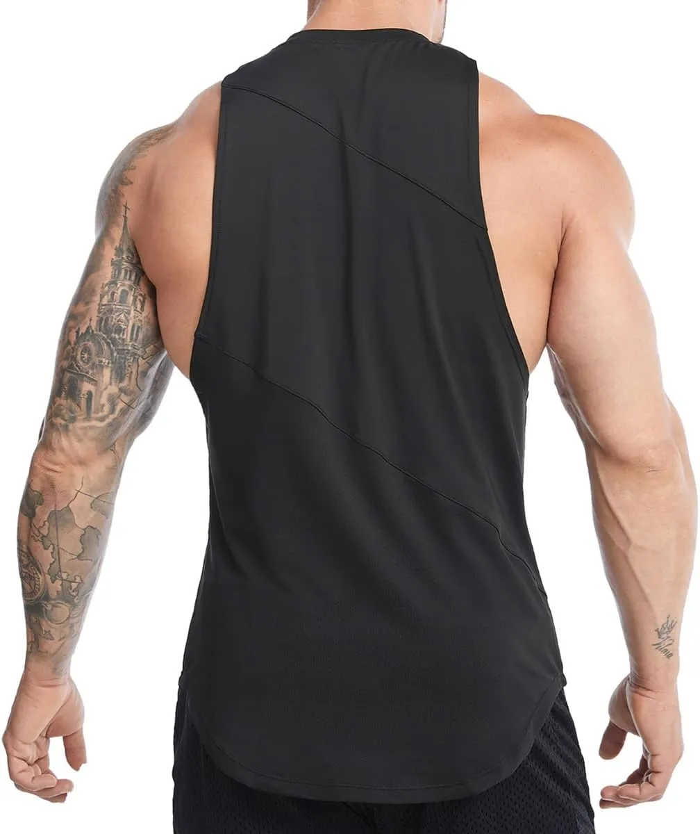 Elastic Workout Gym Muscle Sleeveless Shirts Athletic Lightweight Jogging Tank Tops for Men T74