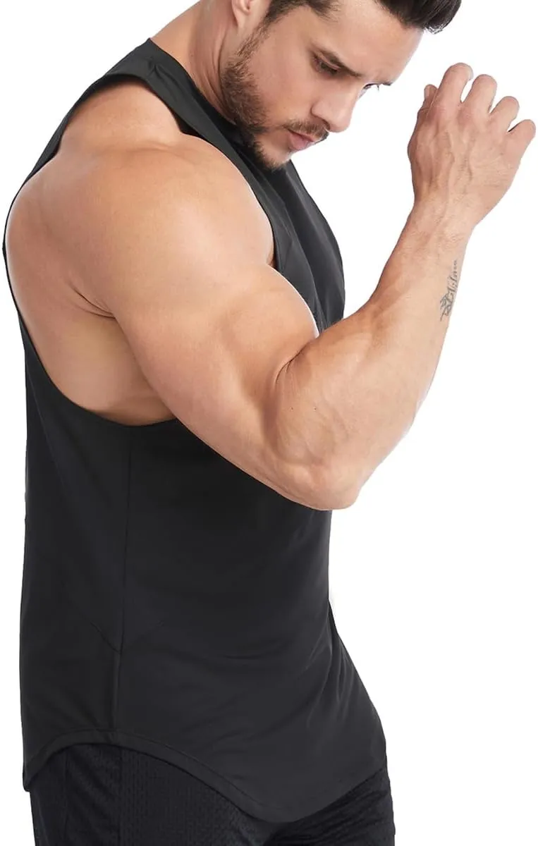 Elastic Workout Gym Muscle Sleeveless Shirts Athletic Lightweight Jogging Tank Tops for Men T74