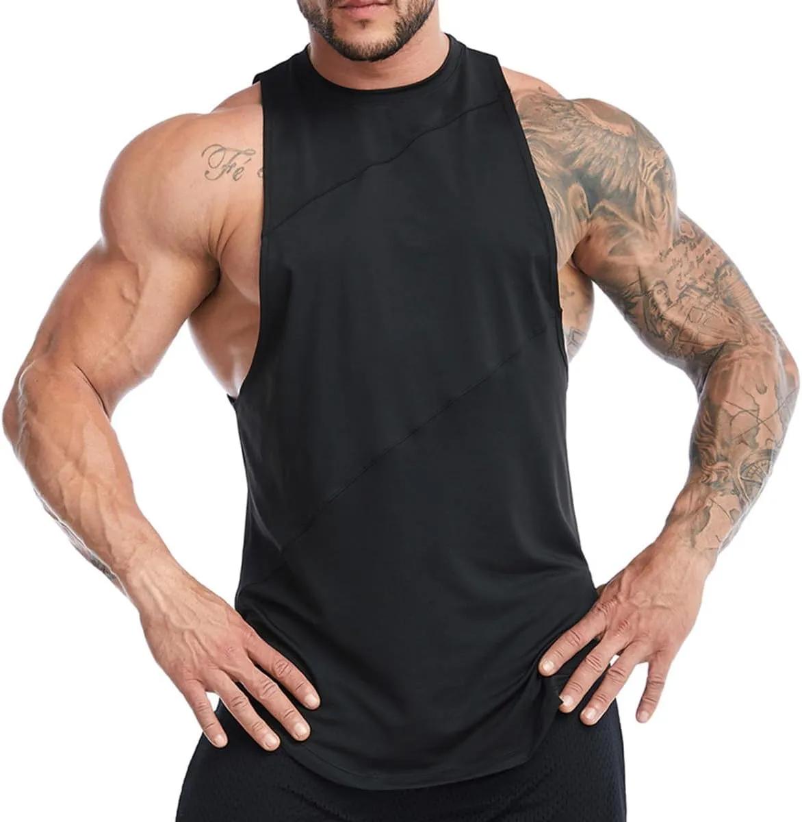 Elastic Workout Gym Muscle Sleeveless Shirts Athletic Lightweight Jogging Tank Tops for Men T74