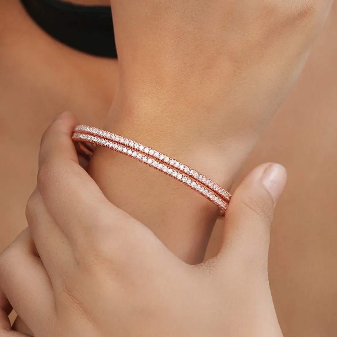 Elegant 925 Sterling Silver Rose Gold Plated Bangles