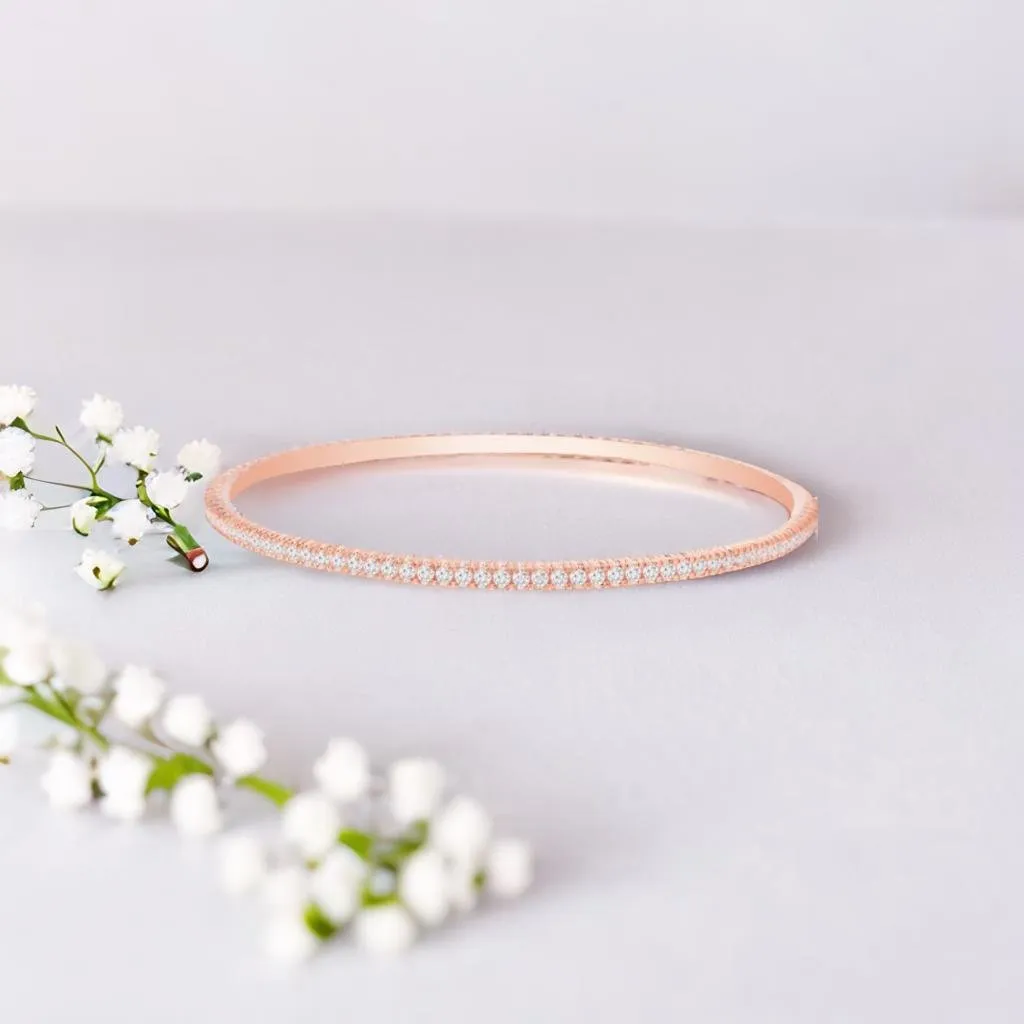 Elegant 925 Sterling Silver Rose Gold Plated Bangles