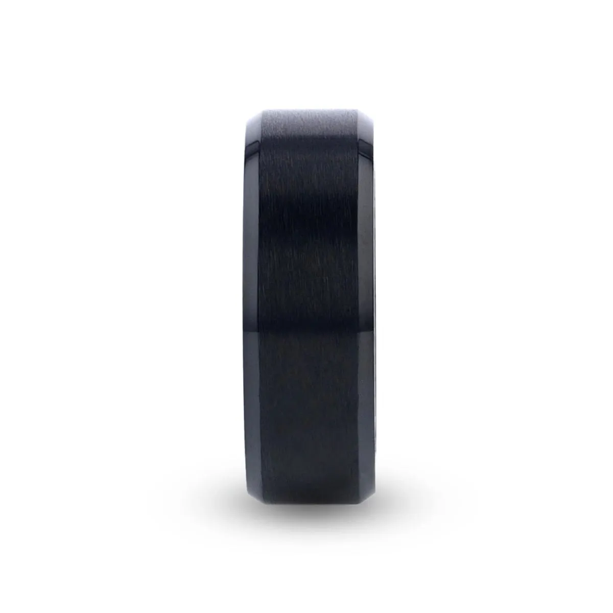 ELYSIAN | Black Titanium Ring, Black Brushed Beveled Edges