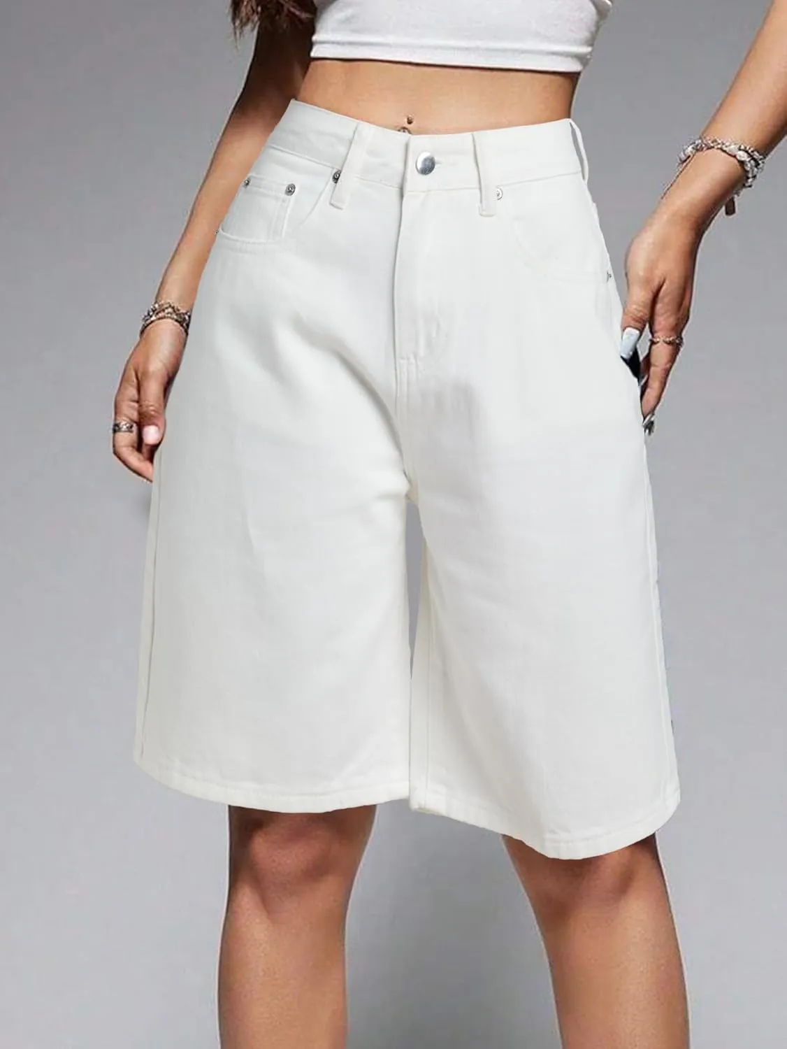 EMMIOL Women Jorts Baggy Jeans Jorts Outfits Mid-Low Waisted Denim Y2K Shorts Summer Hot Short Pants Streetwear