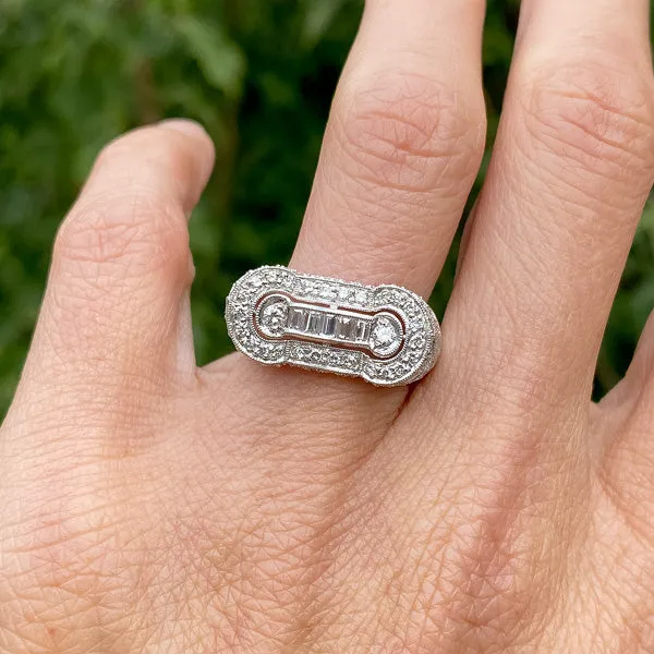 Estate Baguette & Round Brilliant Cut Diamond Ring