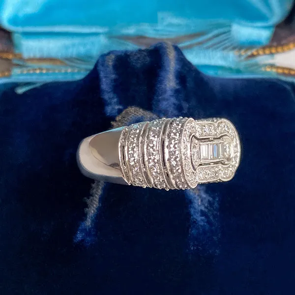 Estate Baguette & Round Brilliant Cut Diamond Ring