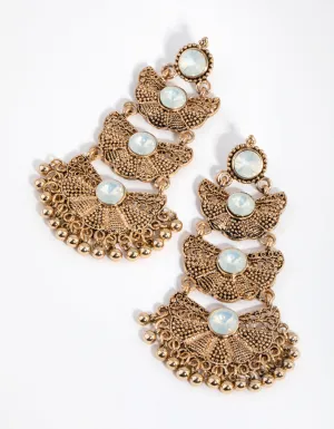 Etched Fan Drop Earrings