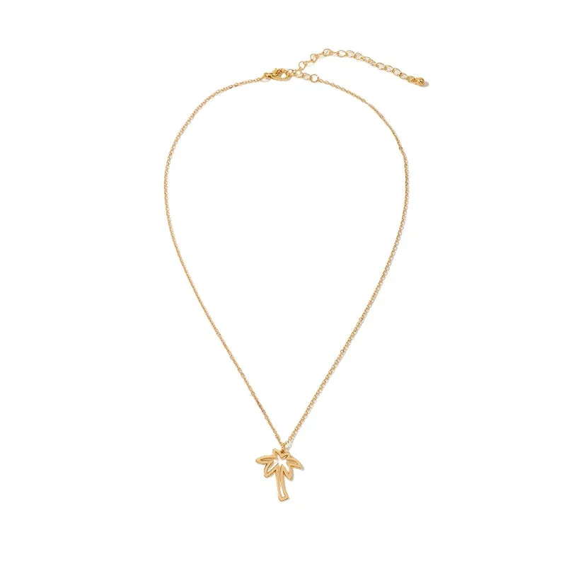 European and American Minimalist Metal Coconut Tree Pendant Necklaces - Vienna Verve Collection