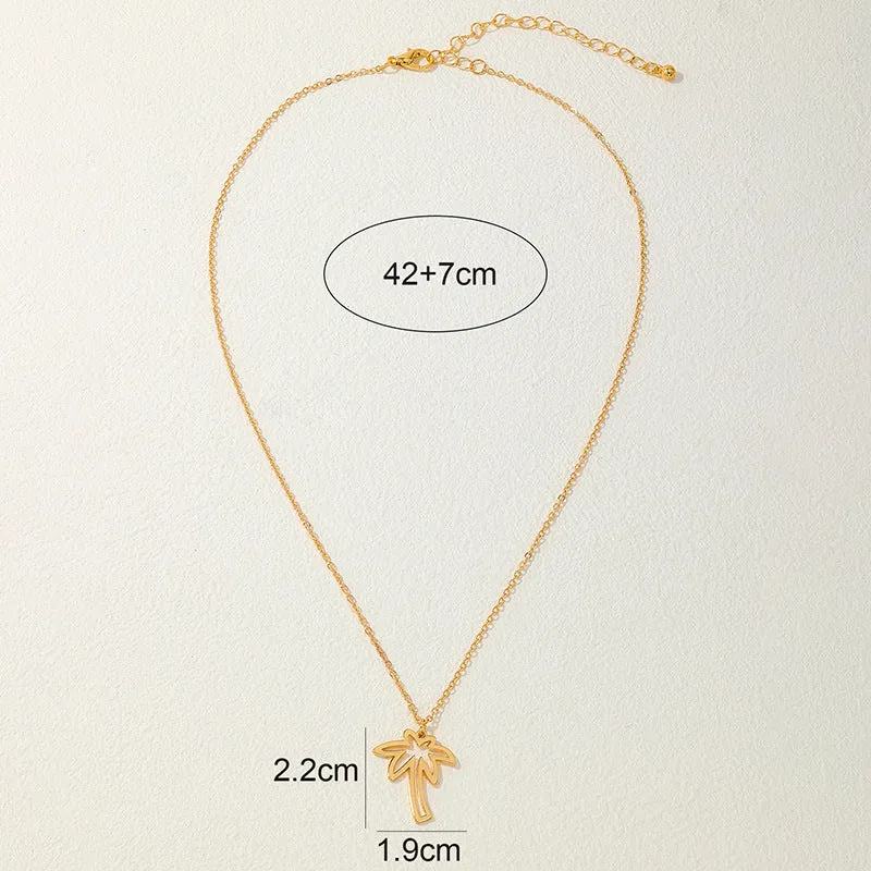 European and American Minimalist Metal Coconut Tree Pendant Necklaces - Vienna Verve Collection