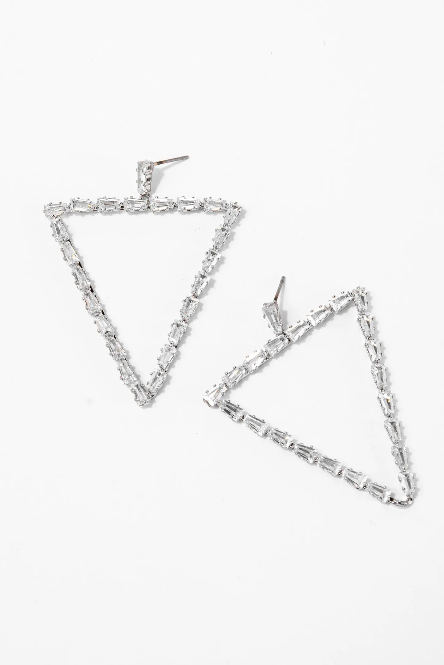 Fern Triangular Cubic Rhinestone Earrings