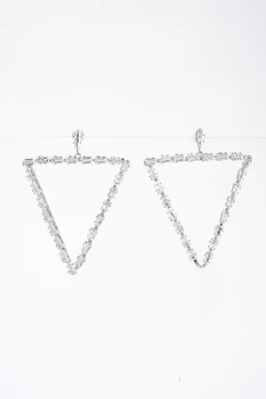 Fern Triangular Cubic Rhinestone Earrings