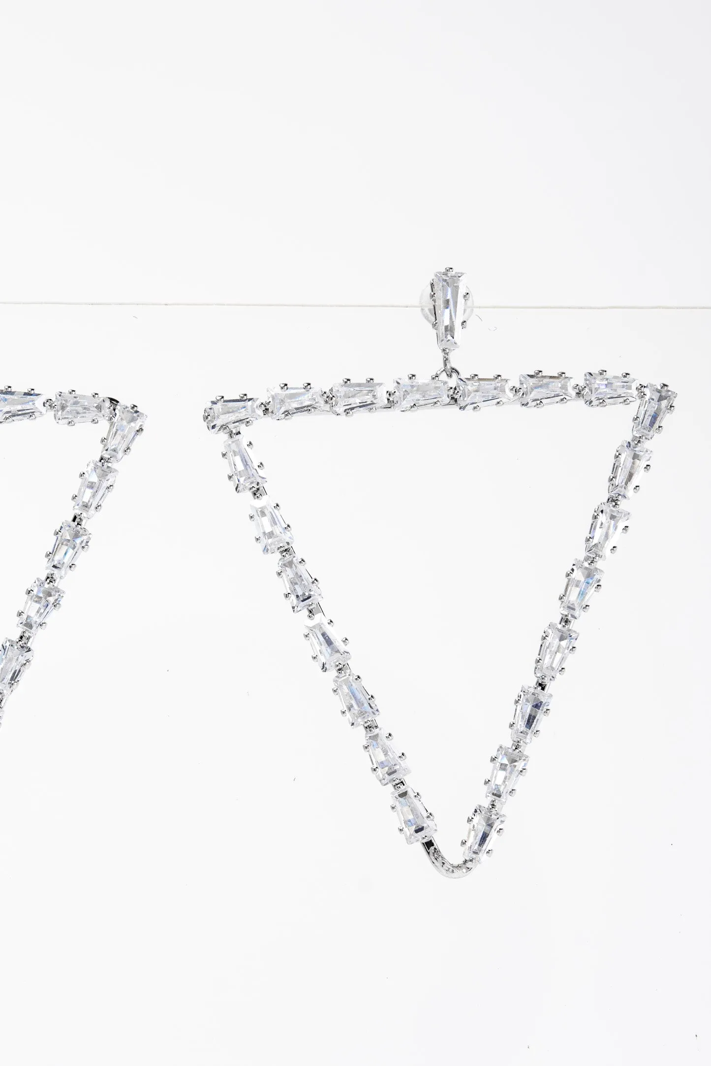 Fern Triangular Cubic Rhinestone Earrings