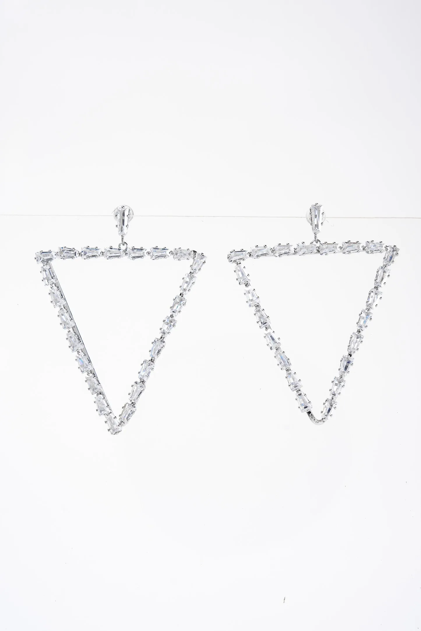 Fern Triangular Cubic Rhinestone Earrings