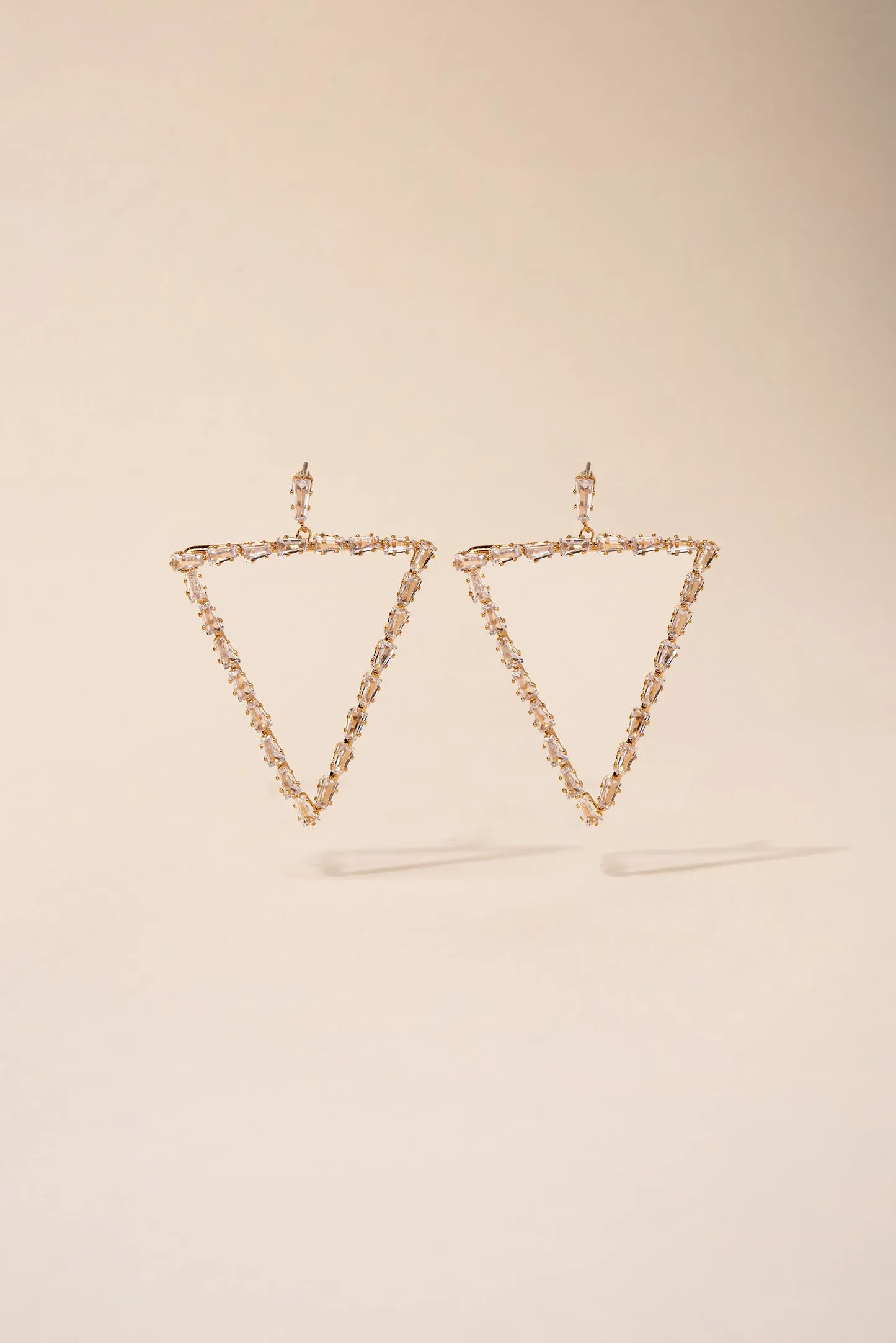 Fern Triangular Cubic Rhinestone Earrings