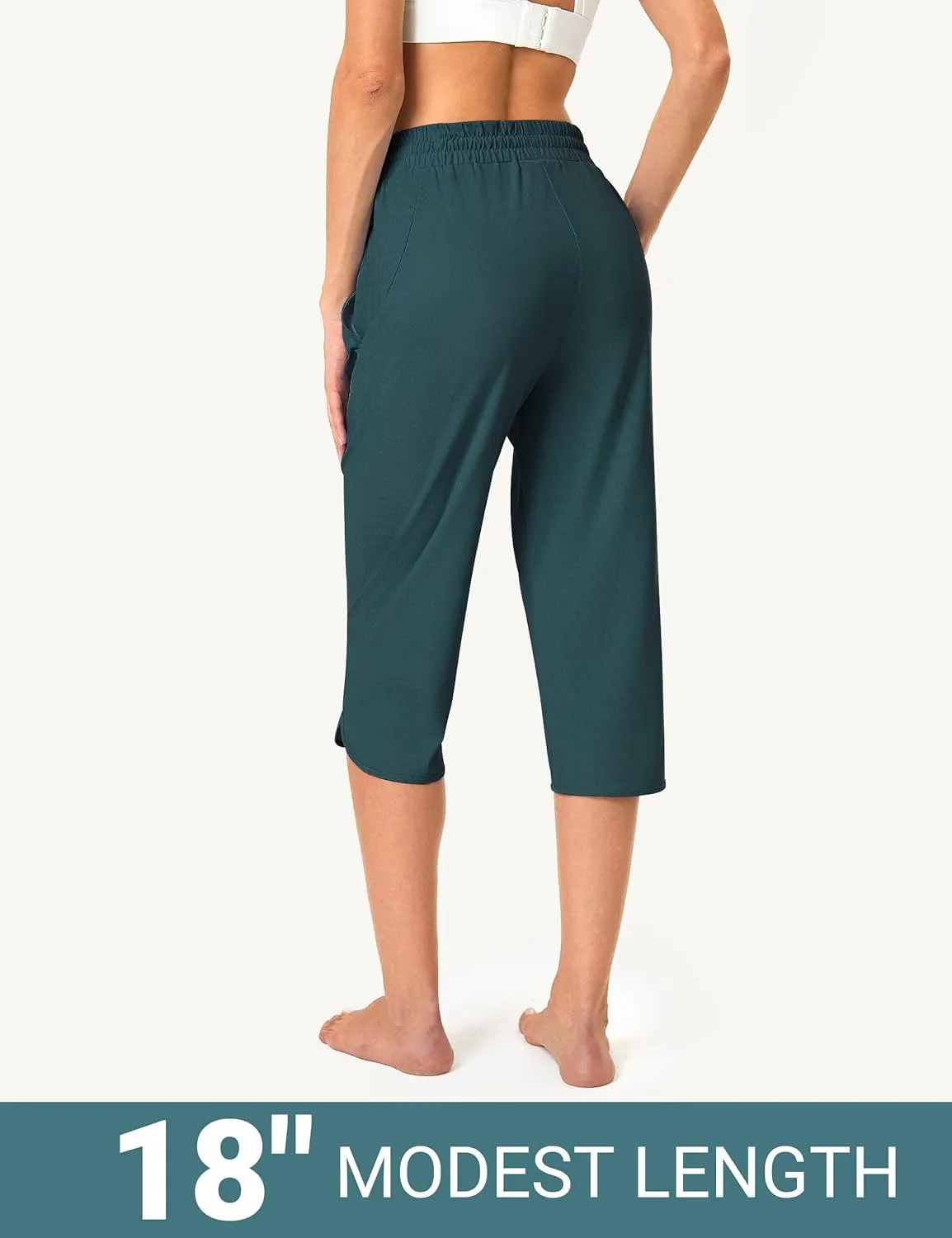 FitsT4 Sports Women's Swim Capris Pants 18" Quick Dry UPF 50  Beach Modest Swimsuits Bottoms with Mesh Pockets