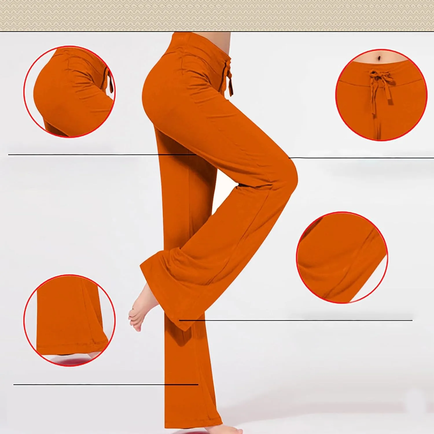 Flare Yoga Pants for Women Casual High Waist Drawstring Workout Bootcut Leggings Tummy Control Trousers for Running