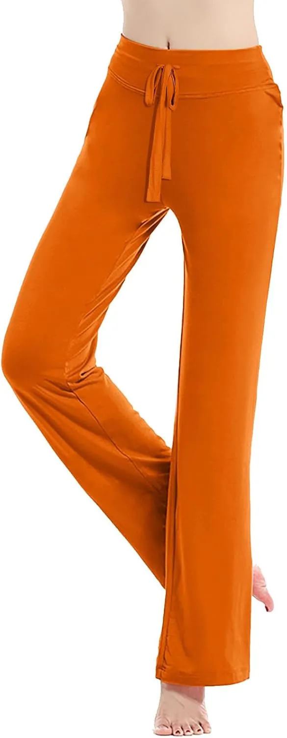 Flare Yoga Pants for Women Casual High Waist Drawstring Workout Bootcut Leggings Tummy Control Trousers for Running