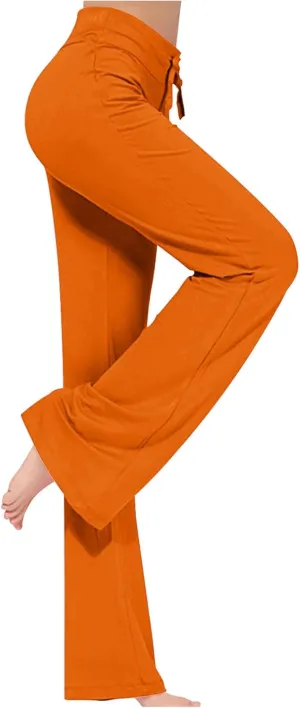 Flare Yoga Pants for Women Casual High Waist Drawstring Workout Bootcut Leggings Tummy Control Trousers for Running